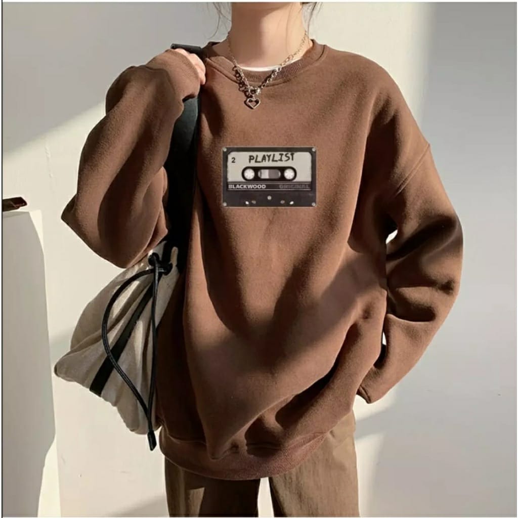 PLAYLIST Sweater Pakaian Korean Style Oblong Terbaru Oversize