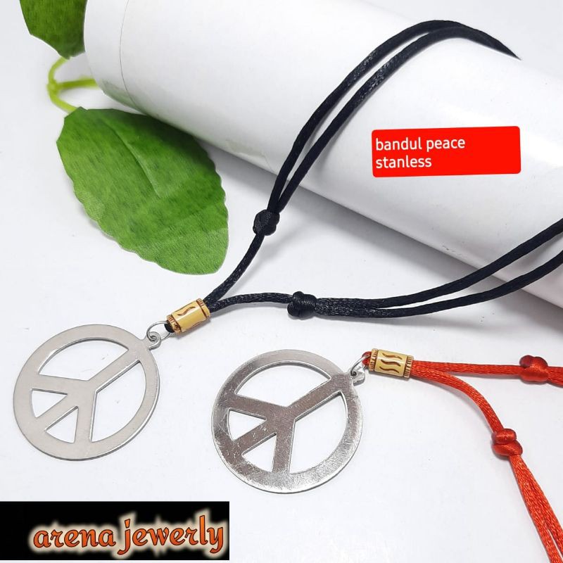 Kalung Tali Bandul Peace. Kalung Cowok Cewek. Kalung Tali Bandul Peace Bahan Stainless Anti Karat