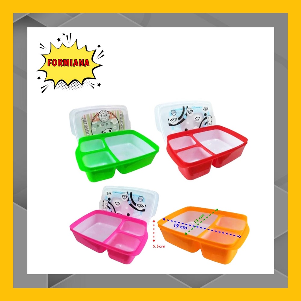 FM - Calista lunch box kotak makan 3 sekat food grade - Random Colour