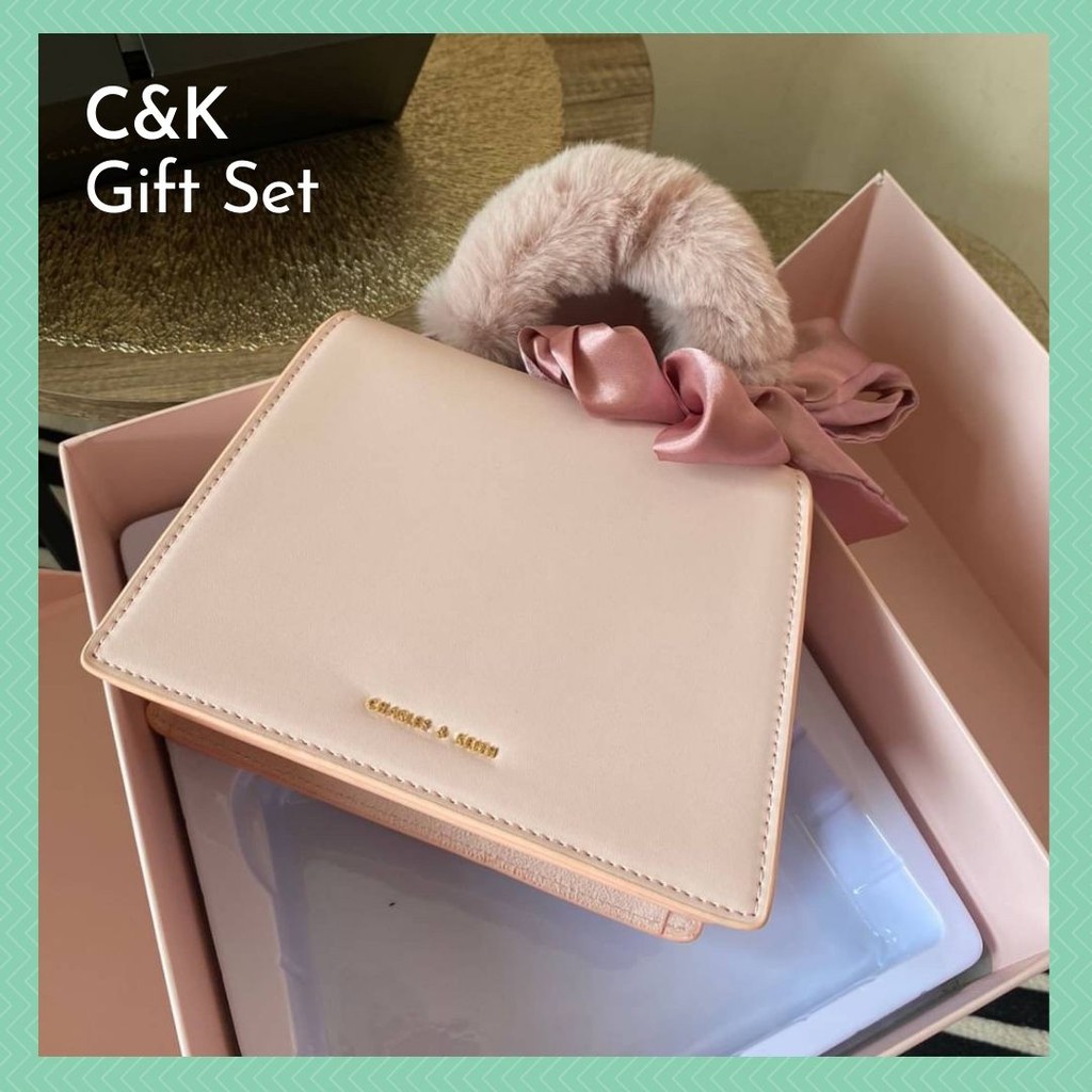 TAS WANITA CK GIFTSET RIBBON BULU PINK AND BLACK / TAS IMPORT / TAS JINJING WANITA