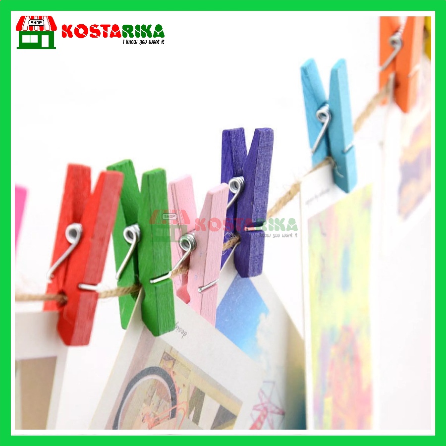 Penjepit Foto Warna Warni Wooden Clip Jepit Foto Photo Clip Wooden Peg 1 bungkus