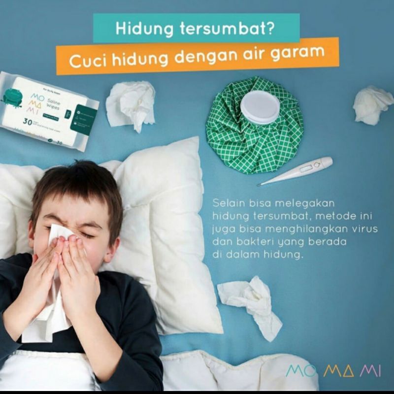 MOMAMI Saline Wipes Tisu Basah Pembersih Hidung Saat Pilek Flu dan Alergi pada Anak