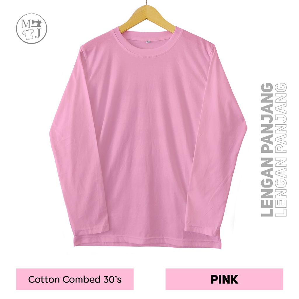 Kaos polos pink /Kaos Polos 100% cotton combed 30s / Kaos lengan panjang / kaos polos panjang