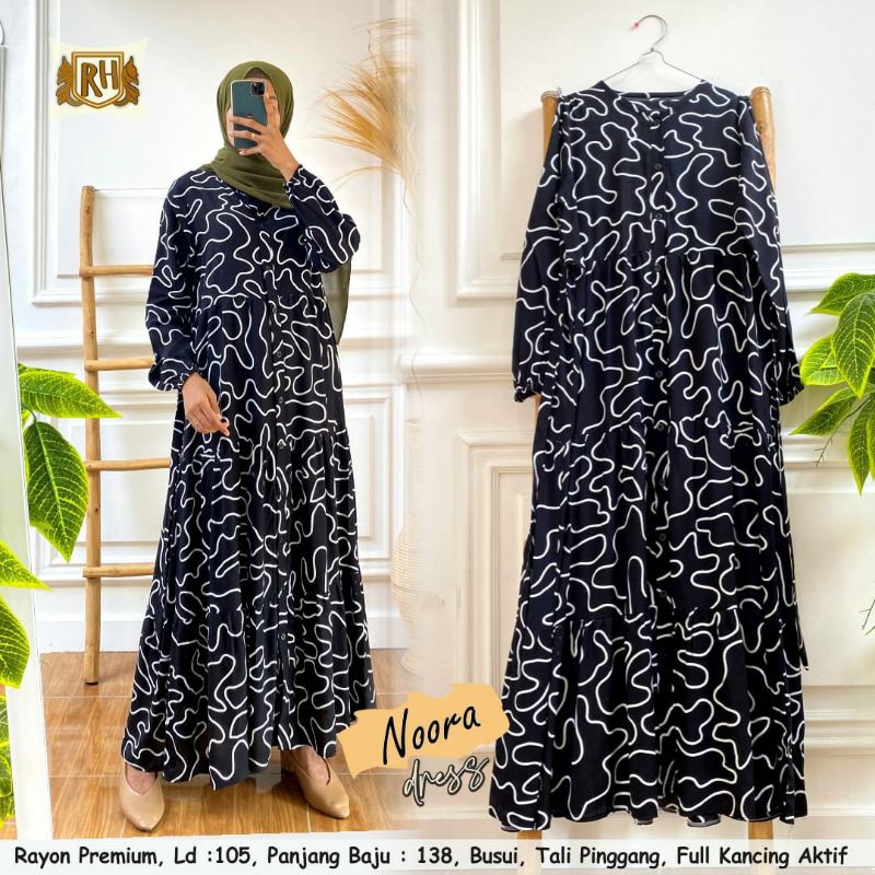 NOORA DRESS / GAMIS SYARI / GAMIS RAYON MOTIF GARIS / GAMIS SYARI SOLO / GAMIS MURAH SOLO / BTC SOLO