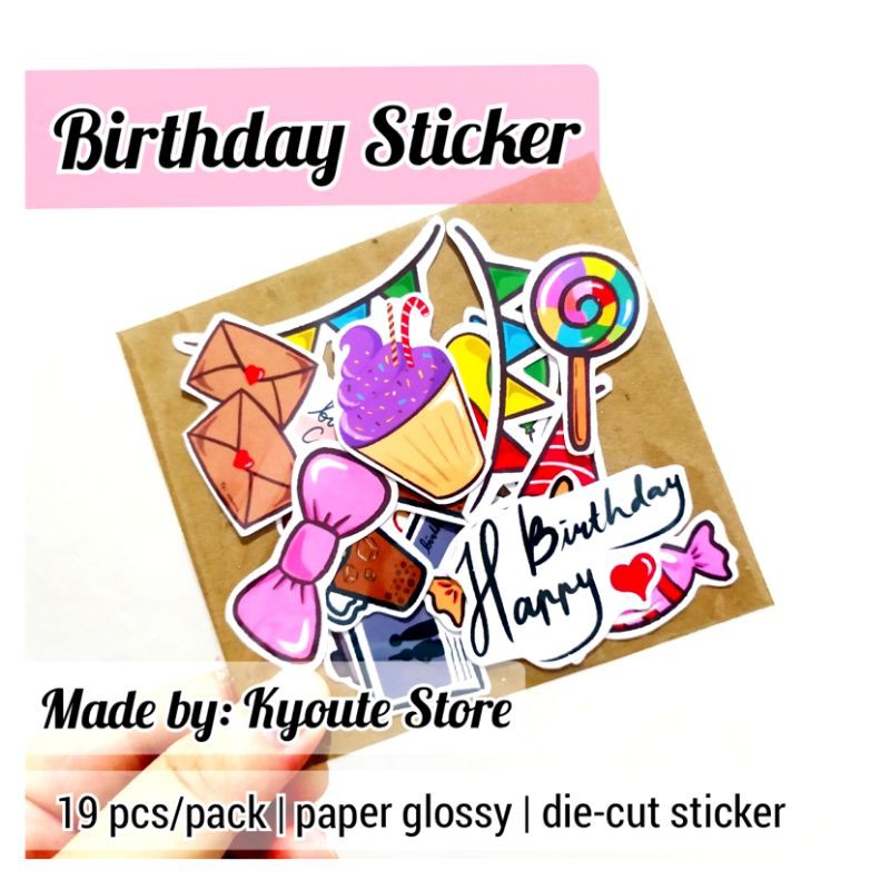 

Sticker Deco Birthday Party Stuff Scrapbook DIY Journal Letter Bujo Card Gift