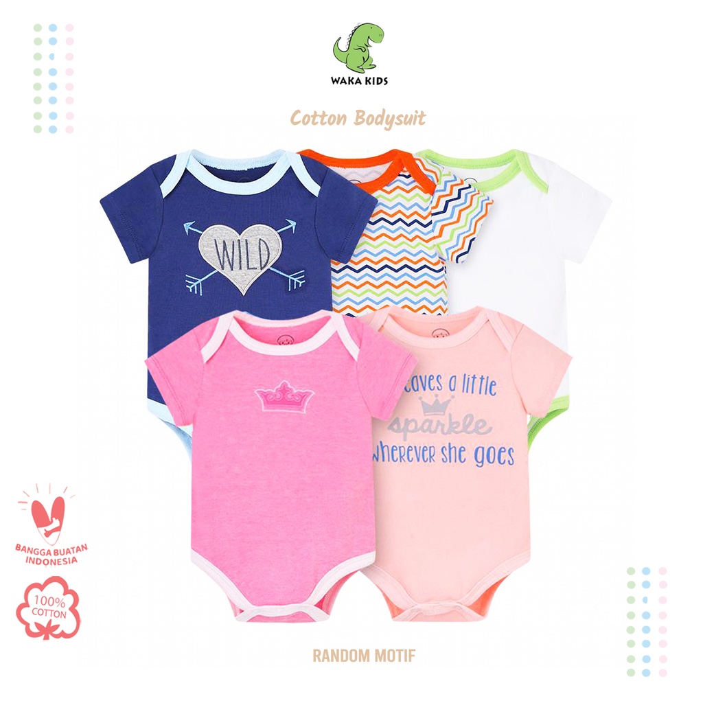 Wakakids 2 Pcs Jumpsuit Bayi Bodysuit Jumper Pendek Anak Laki Laki dan Perempuan Usia 3 Bulan Hingga