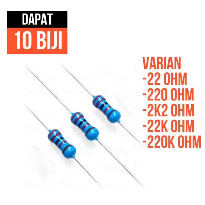 resistor 1/4 watt 0.25w 0.25 W 22 220 2k2 22k 220k