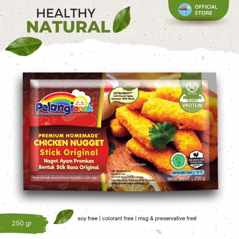 

Pelangi Anak Nugget Ayam Stick Premium Rasa Original - Naget Sehat Alami Tanpa MSG Tanpa Pengawet Halal