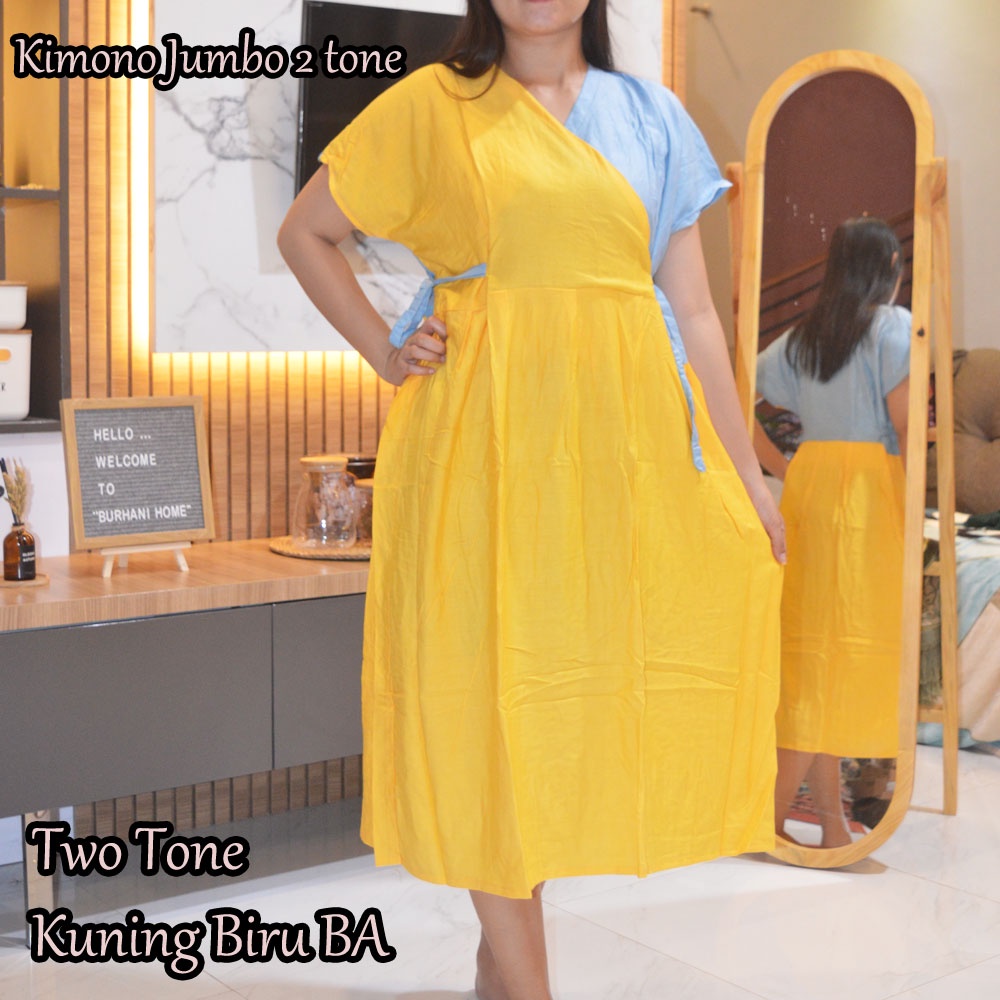 Daster Kimono Jumbo 2 Tone Real  LD120cm