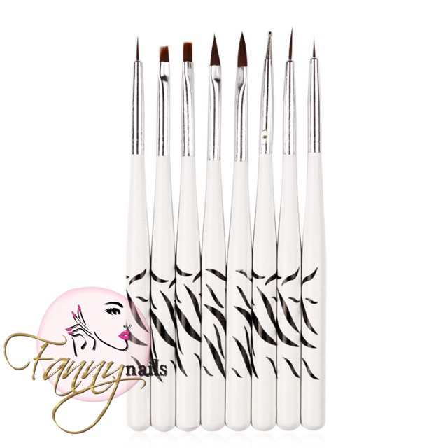 8pcs brush nailart nail art kuas melukis kutek gel 1 set brush liner gel polish