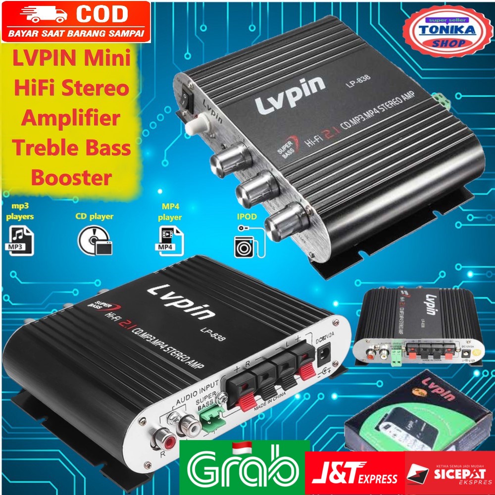 power amplifier LVPIN Mini HiFi Stereo Ampli Treble Bass Booster subwofer murah 12V 20W