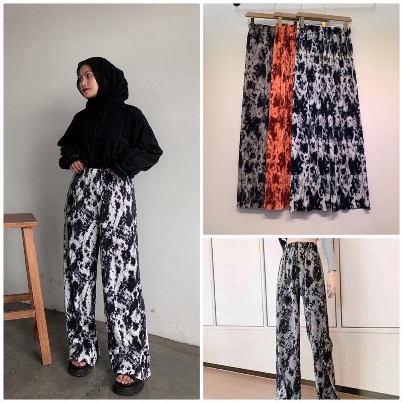 Celana Kulot Plisket TieDye