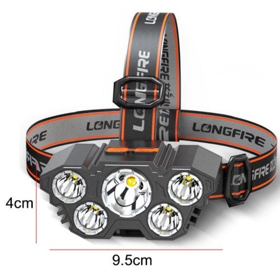 Senter Kepala Cas Tahan Air LED 5 Mata 3 Mode Head Lamp 5 Mata