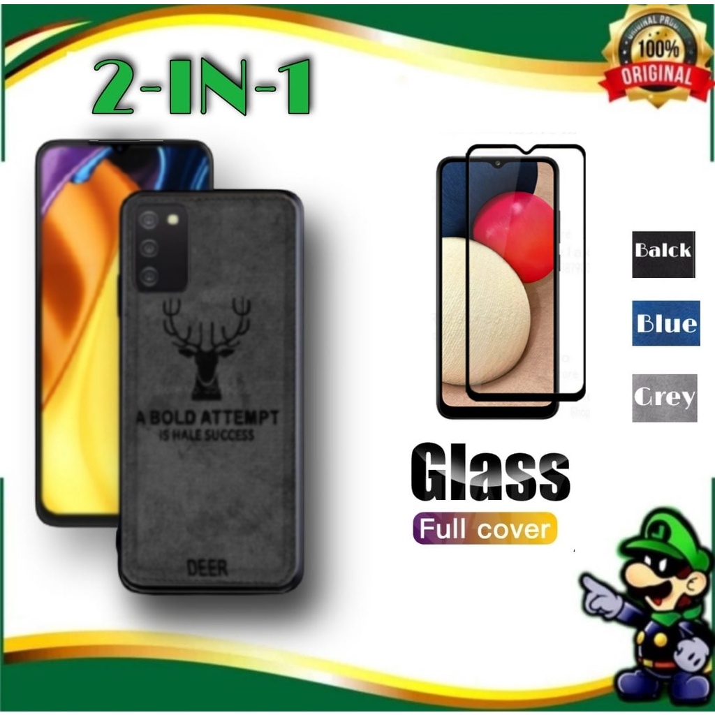 Case Samsung A02S A03S M02S M03S A02 M02 Softcase TPU Cloth Casing DEER Textur Jeans Gratis Tempered