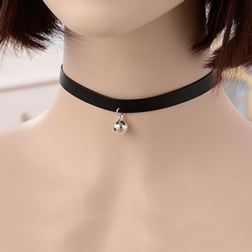 Kalung Choker Handmade Bahan Kulit Warna Hitam Gaya Gothic Punk Untuk Wanita