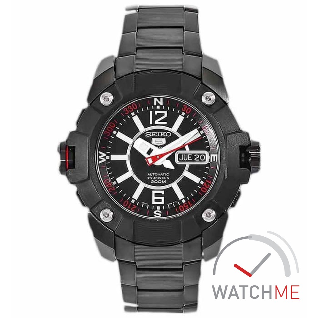 Jam Tangan Seiko 5 SKZ267 Automatic Full Black 200m Black Stainless Steel Original Bergaransi