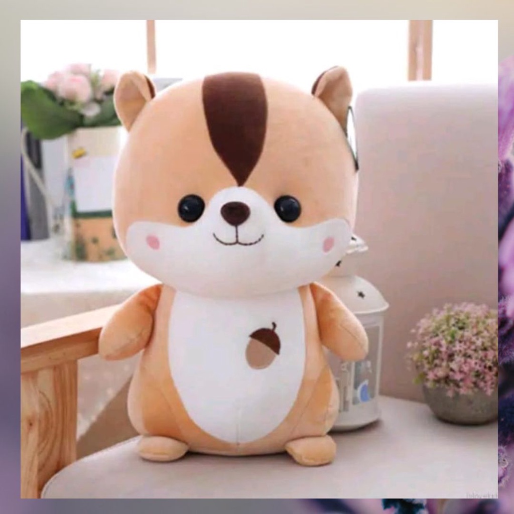 Boneka Tupai Lucu Imut / Mainan Mewah Model Duduk Bahan Yelvo Dijamin Berkualitas Halus Lembut SNI