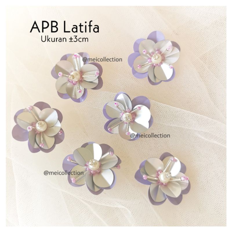 payet bunga organza / payet bunga 3d permata / APB latifa payet kristal lavender ungu lilac