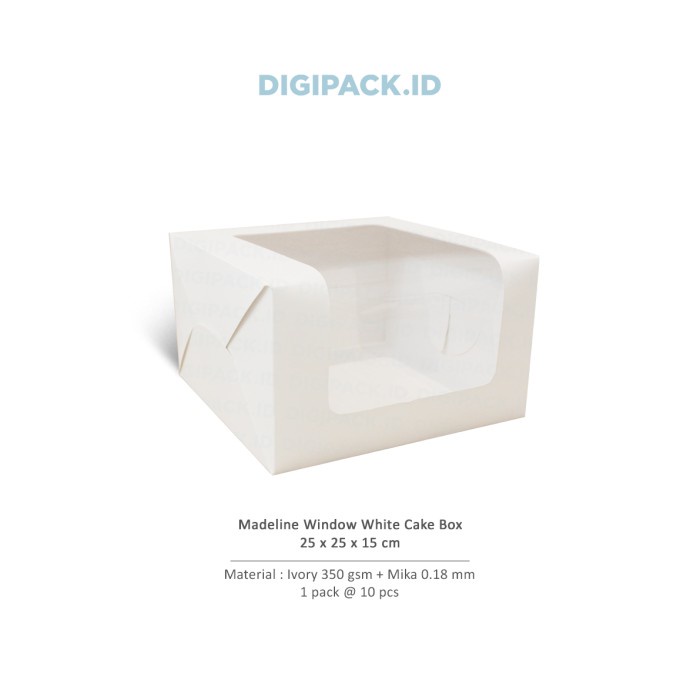 

[Digipack] Madeline Window White Cake Box 25 X 25 X 15 Dus Kue 067