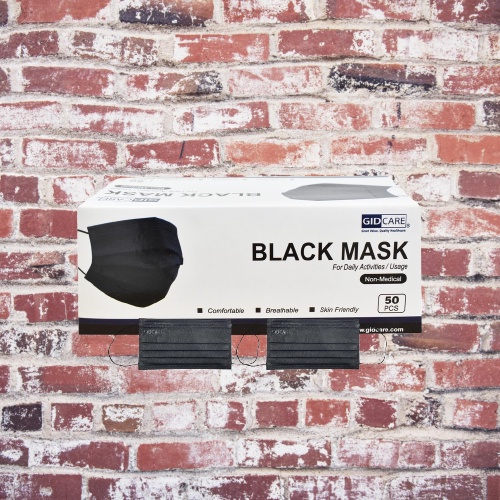 Masker Hitam Gidcare Per Box isi 50 pcs /Face Mask / Masker Non-MEDIS 3-ply Earloop @50pcs GIDCARE