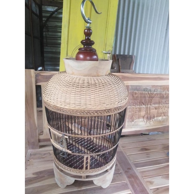 ><><><] Kurungan Sangkar Kandang Burung Perkutut Rotan Alami Kayu Jati