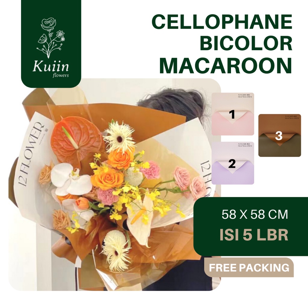 

CELLOPHANE BICOLOR MACAROON [5 LEMBAR] | Flower Wrapping Paper | Kertas Bungkus Bunga | Kertas Buket Bouquet | Korean Florist