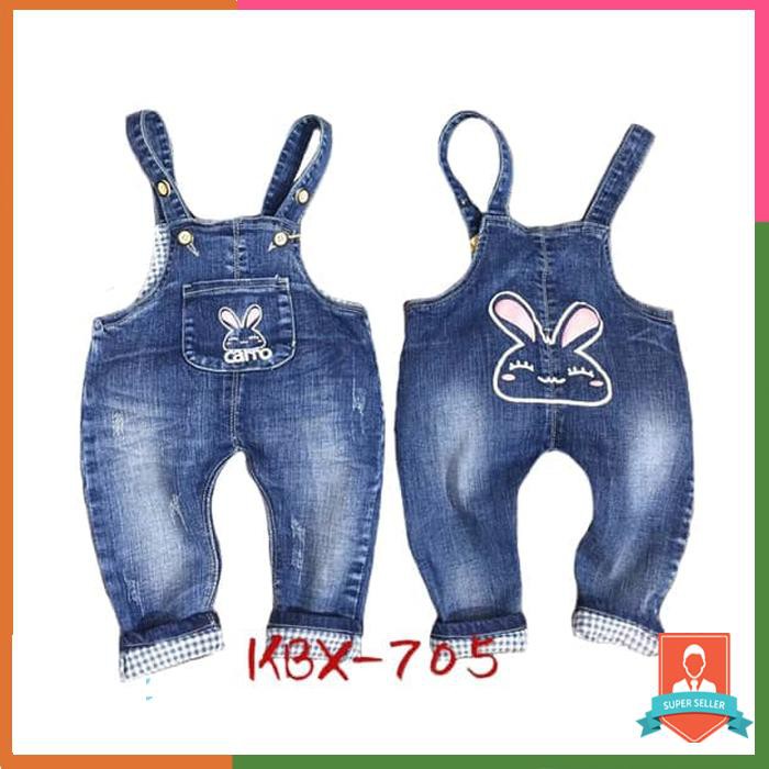 CELANA JEANS OVERALL JUMPSUIT BAJU KODOK ANAK PEREMPUAN LOVE