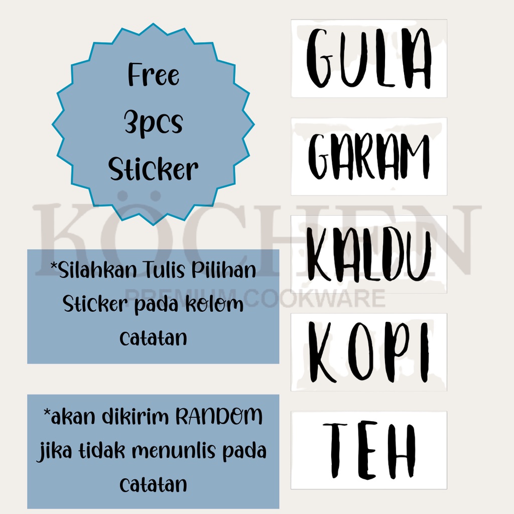 MYKOCHEN.INA Wadah Bumbu Dapur Set 3pcs Free Sticker Botol Bumbu Dapur Tempat Bumbu Dapur Keramik Bambu Bamboo Ceramic Unik Aesthetic Nordic Scandinavian Tempat Kopi Gula Garam Kaldu Teh Free Sendok