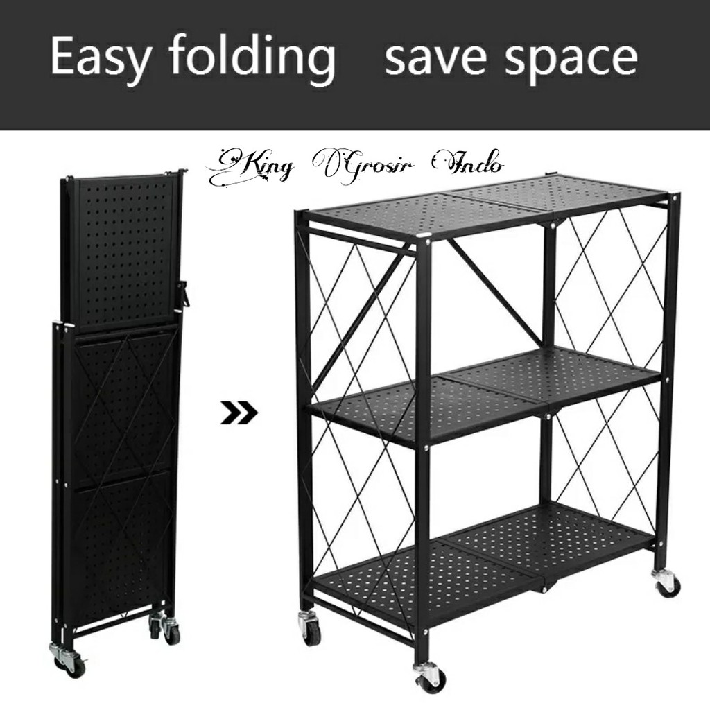 Rak Dapur Lipat 3 Tingkat Multifungsi / Rak Penyimpanan 3 Susun / Kitchen Rack Multi Layer