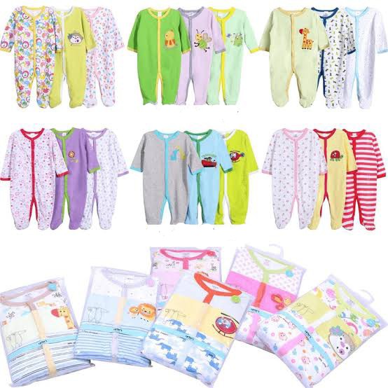 3 PCS SLEEP SUIT BABY /SLEEPSUIT BAYI / BAJU BAYI JUMPSUIT TUTUP KAKI PREMIUM QUALITY (3-12 BULAN)