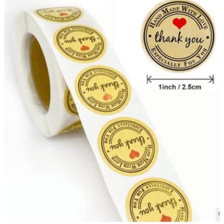 Sticker label handmade with love dan thank you per biji