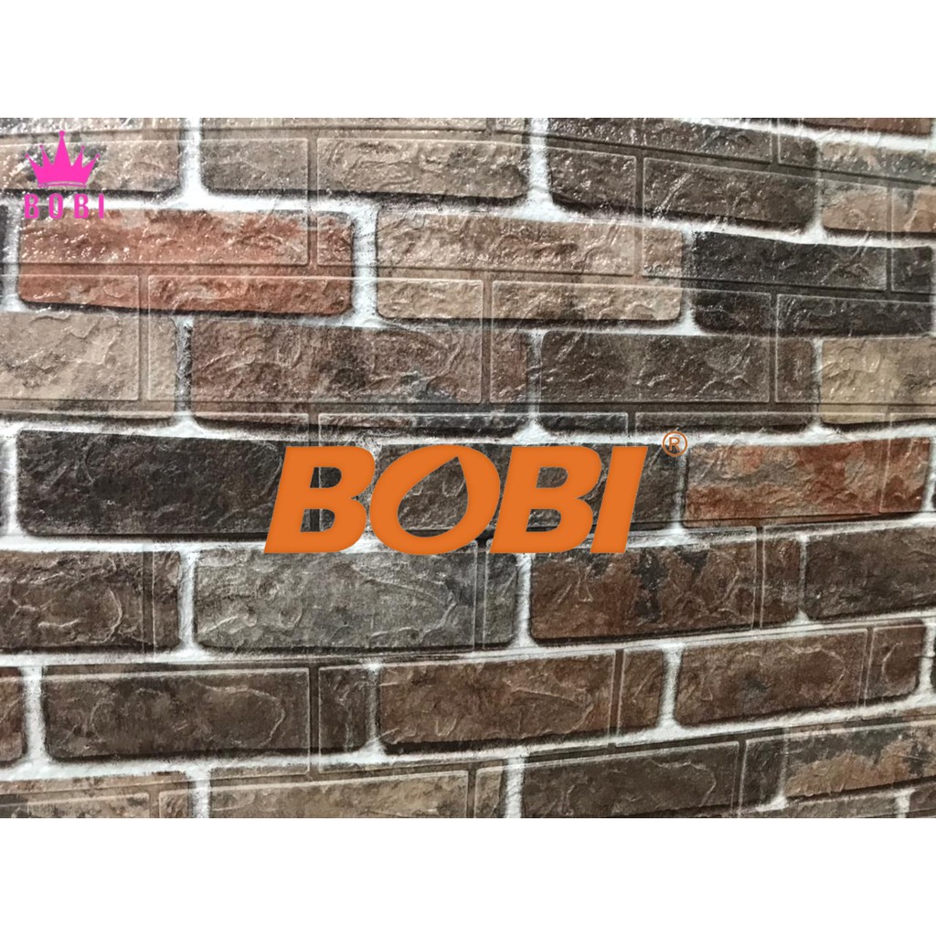 Wallpaper 3D Brickfoam Batu Bata Coklat / Ukuran 70x77cm / Wallpaper 3D