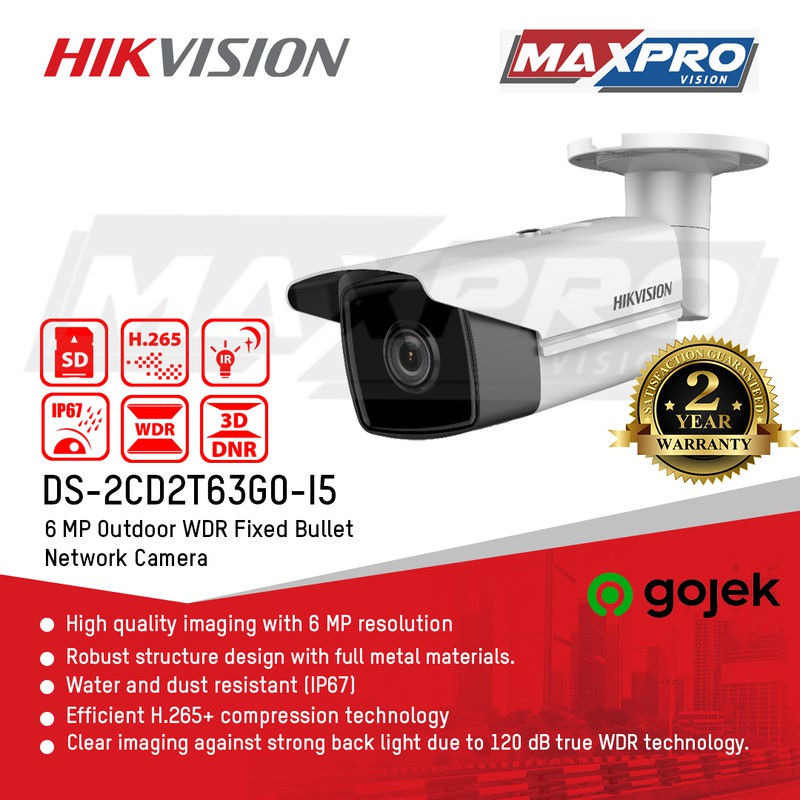 DS-2CD2T63G0-I5 - HIKVISION IP CAMERA 6 MP OUTDOOR BULLET