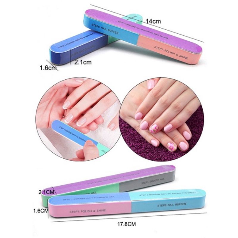 Pengasah Kuku PENGKILAP KUKU KIKIR KUKU Nail Buffer Manicure 7in1 Import