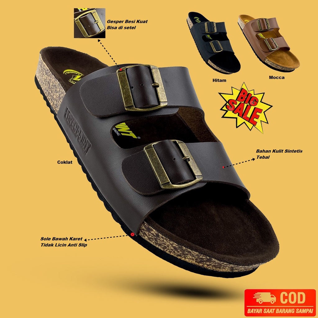 Sandal Pria Casual Sendal  Slide Slop Selop Puyuh Original Sevenpoint Kekinian Birken Ban Dua