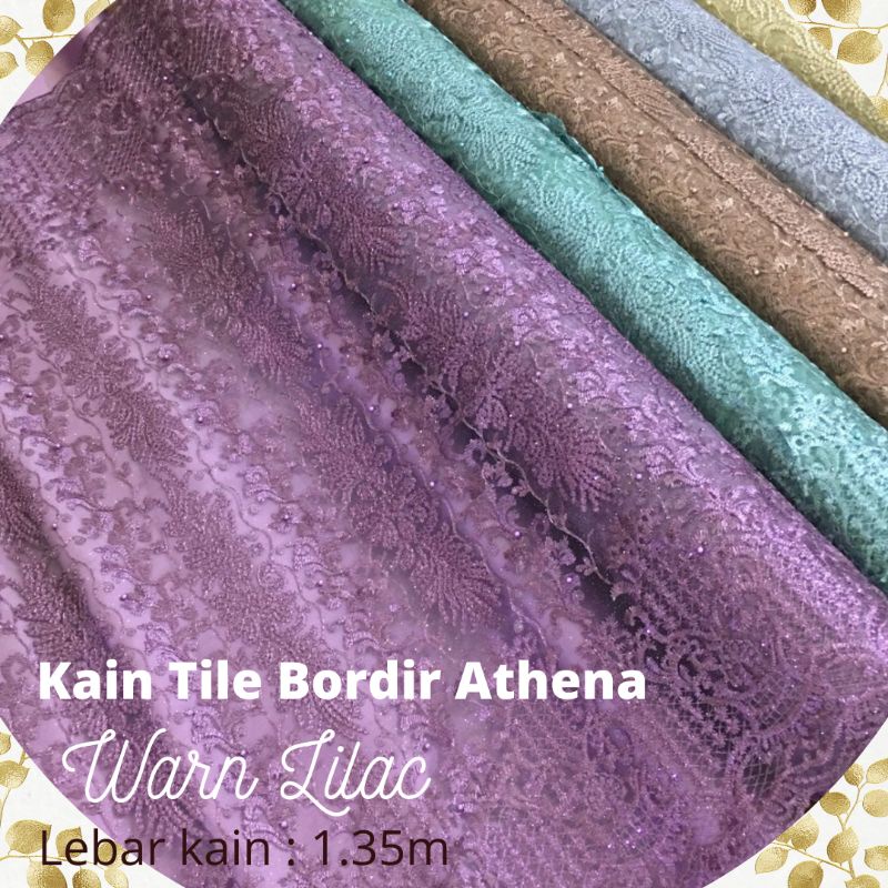 Bahan Kebaya Kain Brokat Tile Bordir Premium Athena warna Warm lilac
