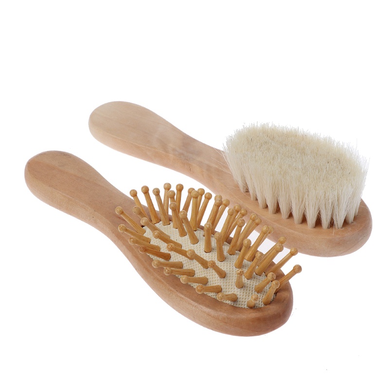 Mary 2Pcs / Set Sisir Pijat Kepala Bayi Newborn Laki-Laki / Perempuan Bahan Kayu