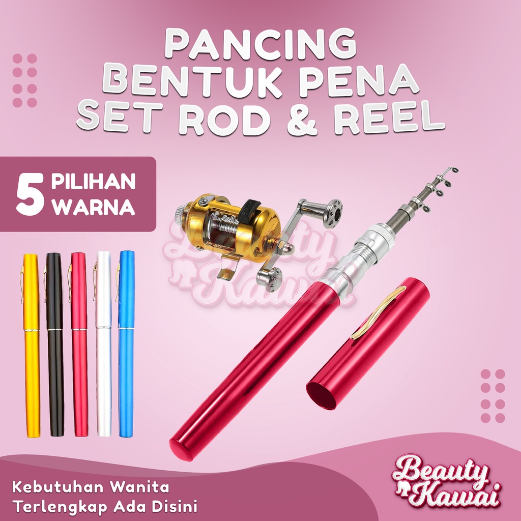 Alat Pancingan  Pulpen Set Lengkap Reel Joran Fishing Rod Pen Simple