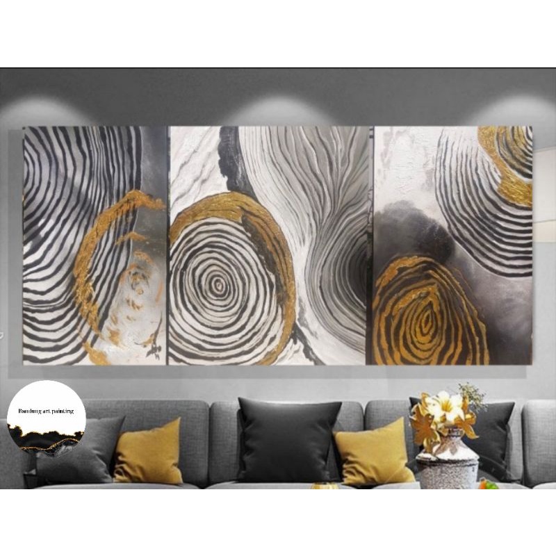 

lukisan abstrak 3in1 art gold