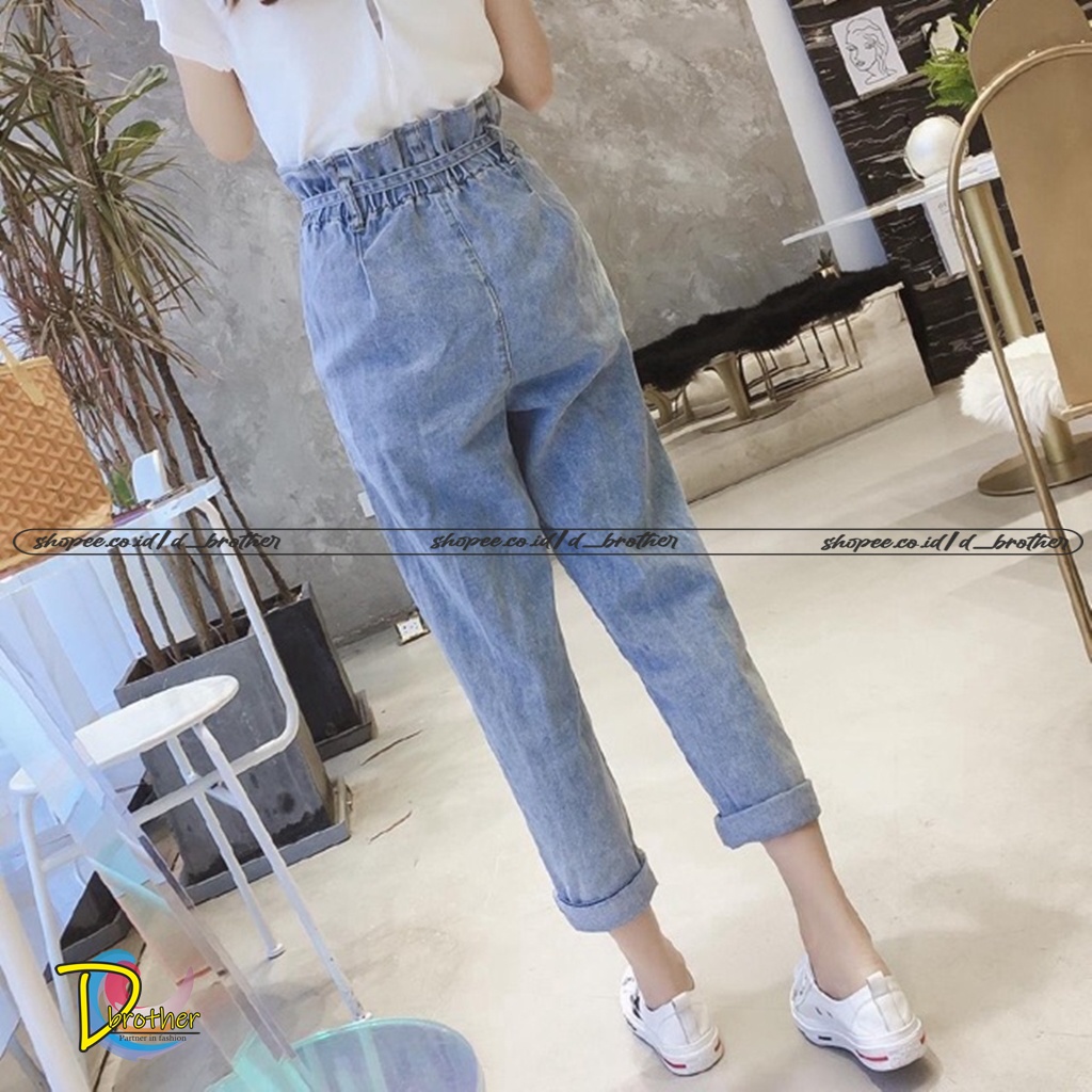 Bawahan Muslim Wanita CELANA JEANS HW Baggy WANITA 3020 Longpant Denim Buttoned