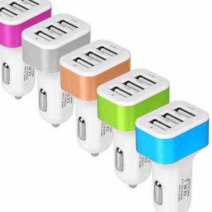 Terlaris.. Charger HP di Mobil 3 port - Car Charger 3in1 Port Usb Colokan Lighter