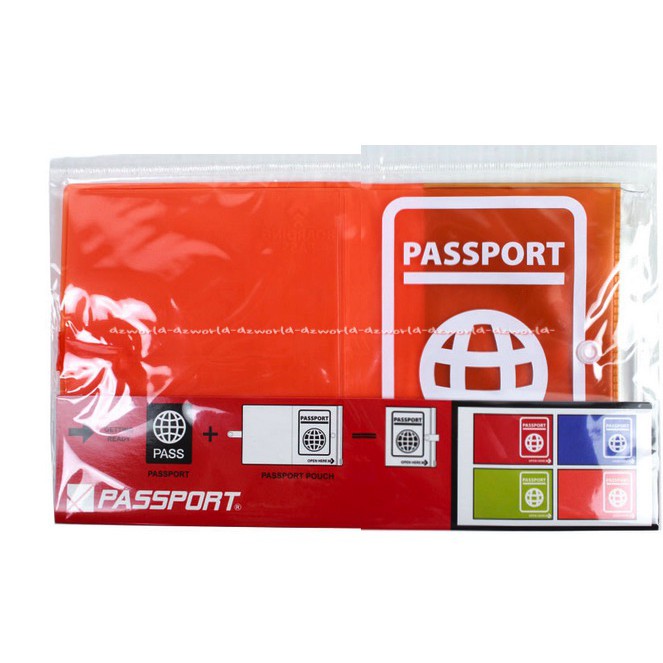 Passport Cover Buku Sampul Untuk Paspor Polos Pasport Holder Warna Biru Orange Merah Hijau Bahan Plastik Anti Air Waterproof