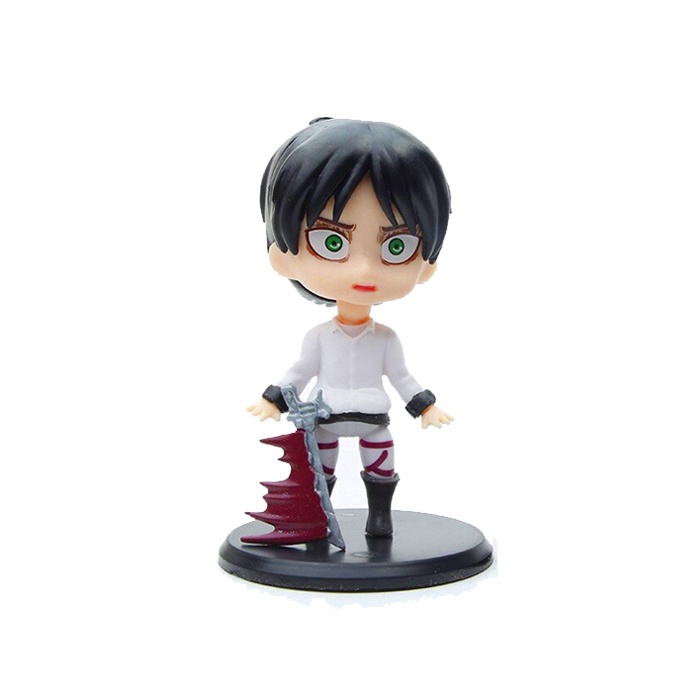 Action Figure Attack on Titan: Cute Kawaii Version - Levi Ackerman & Eeren Jeager-Eren Scared