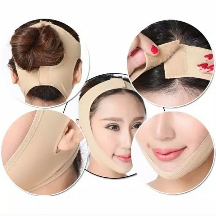 3D V SHAPE FACE SLIMING LIFT UP BELT SABUK  PENIRUS PIPI WAJAH PENGHILANG DOUBLE CHIN - BEIGE