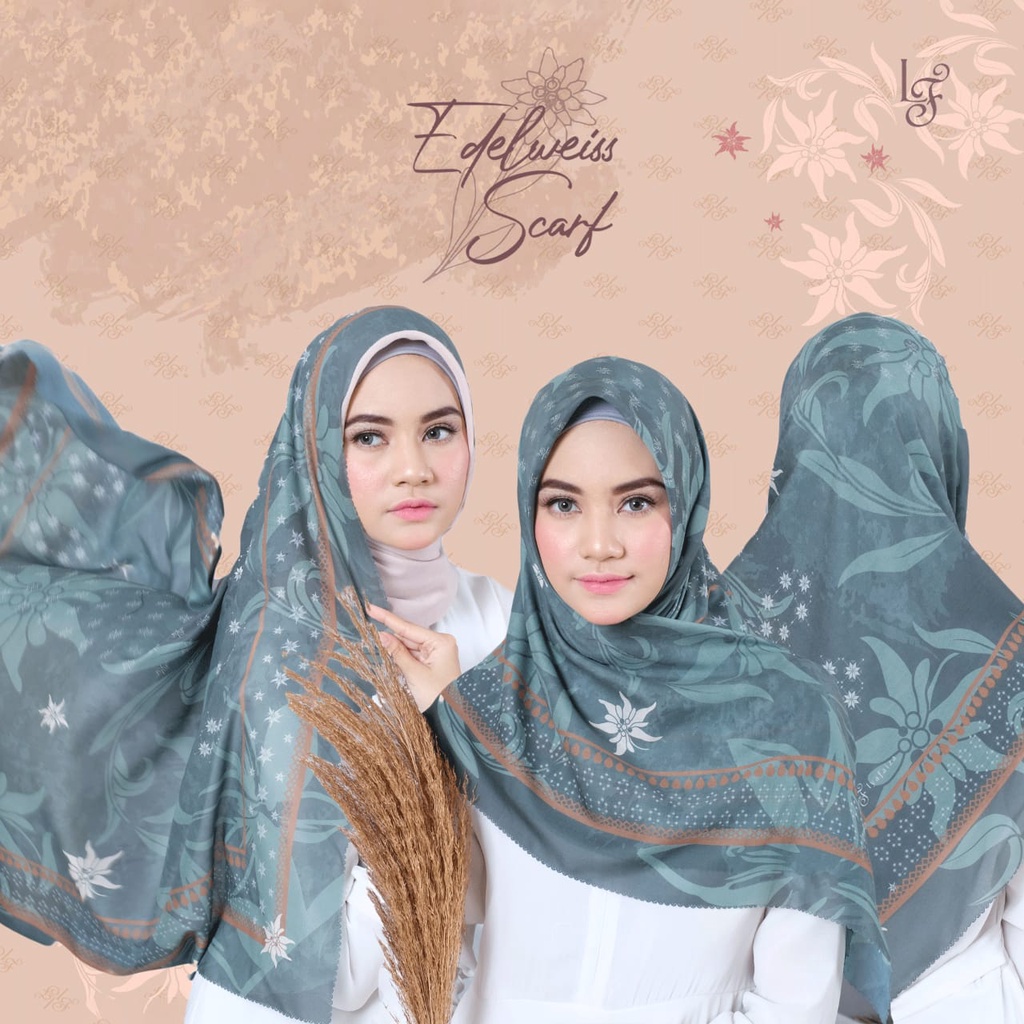 Hijabsegiempat Edelweiss Scarf [mint] by lyafaiza jilbab voal ultrafine Scarfhijab