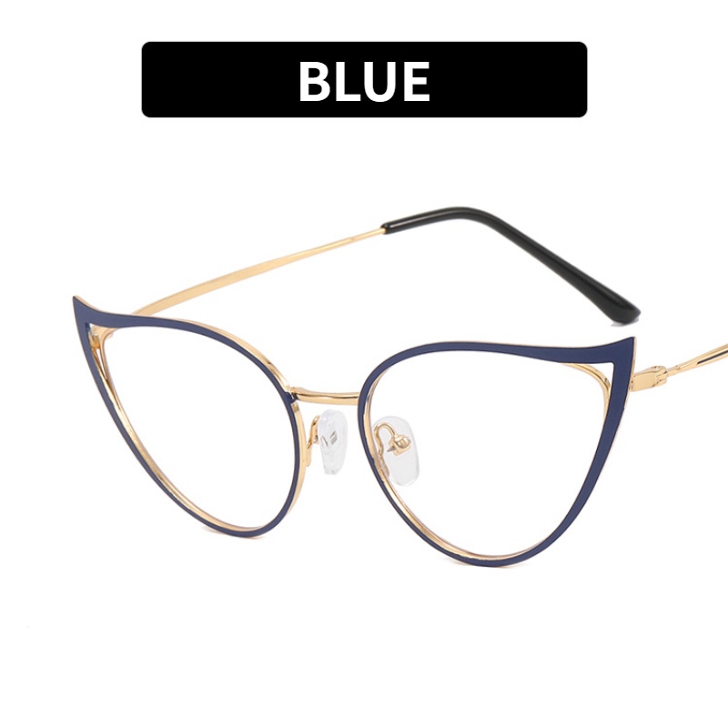 Kacamata Cat Eye Hollow Anti Blue Light Bahan Metal Gaya Barat