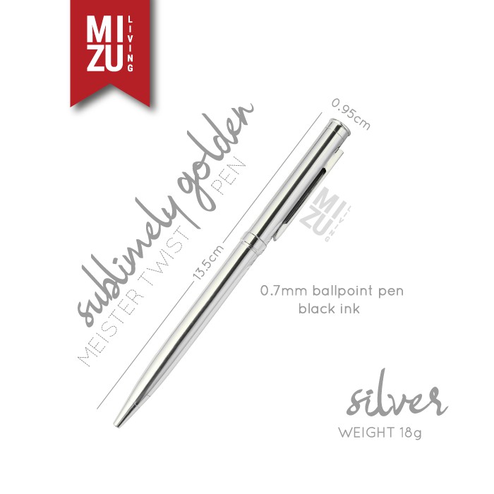 SUBLIMELY GOLDEN MEISTER GOLD PEN Twist Refillable Black Ink Tinta Hitam Ballpoint Pocket Clip Emas-8