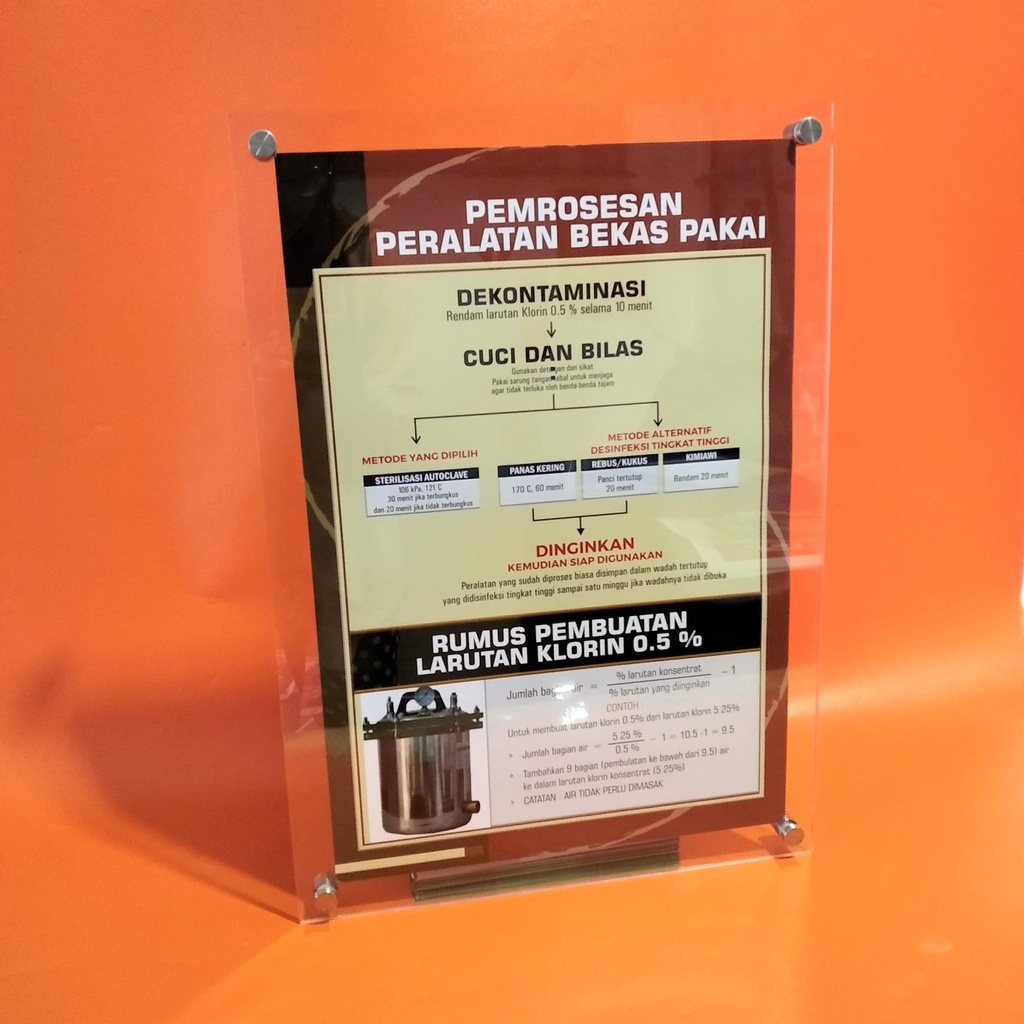 Poster Akrilik Dekontaminasi - Poster Akrilik Pemrosesan Alat Bekas Pakai