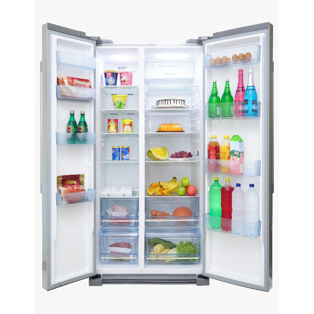 KULKAS SIDE BY SIDE  AQUA JAPAN MULTIDOR AQR 575 IG Glass Pintu Kaca