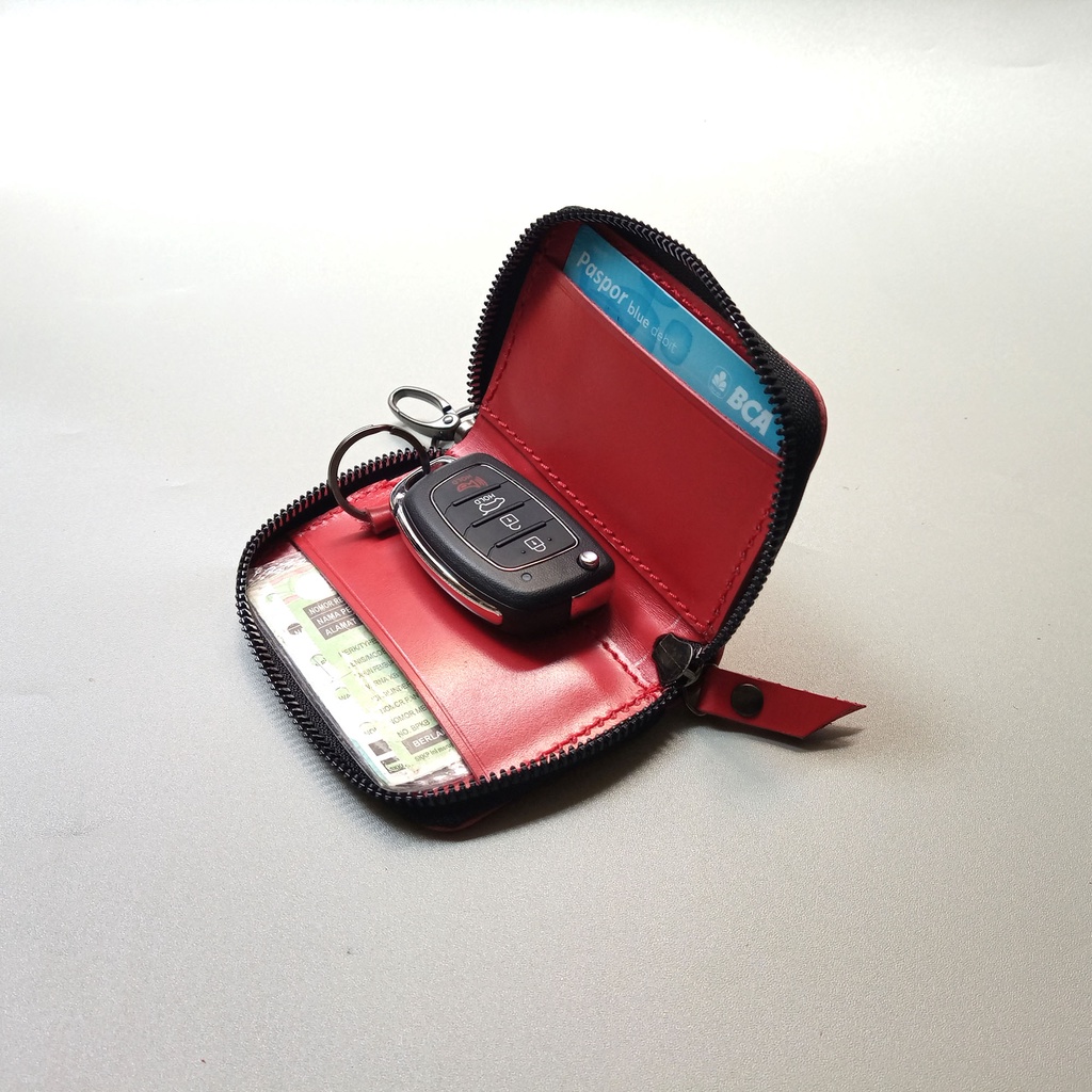 Dompet Stnk Mobil Kulit Full Gantungan Kunci Keyless [ Kulit Asli ] Red